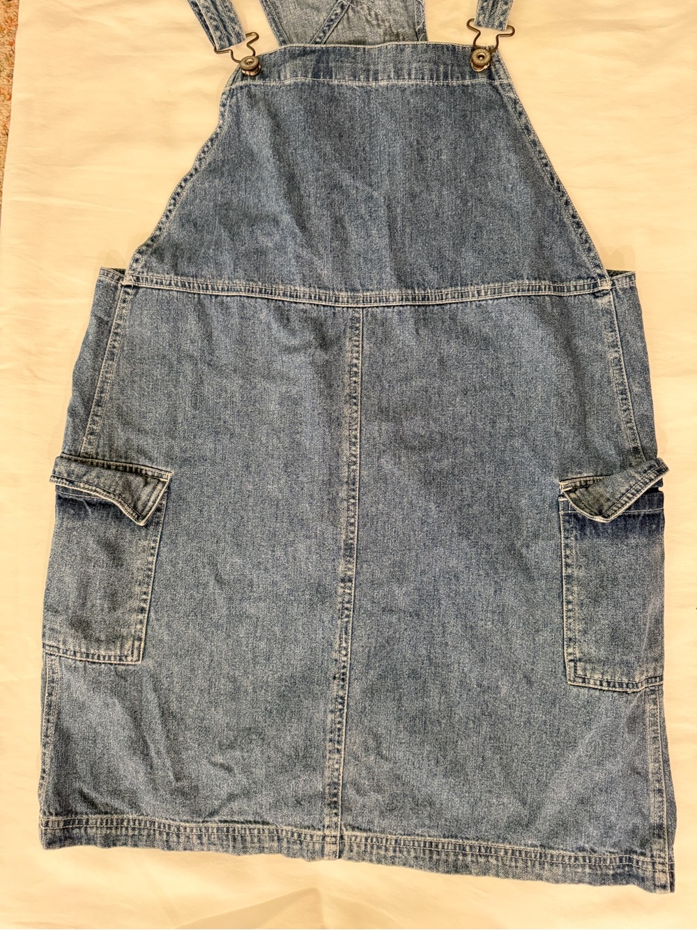 Faded Glory Light Blue Denim Overall Dress with Adjustable Straps